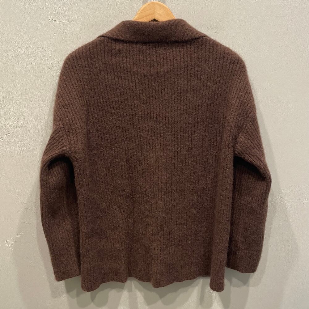 Reformation Recycled Cashmere Collared Button Up Cardigan Brown - Size: Medium - Picture 2 of 6
